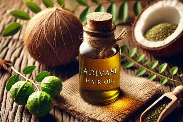 Adivasi hair oil: a natural blend of herbs and oils for healthy hair growth and nourishment.